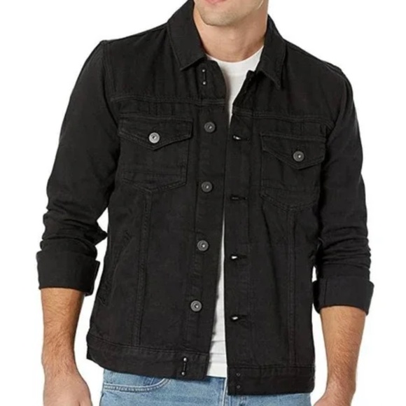 Paige Scout Black Denim Trucker Jacket Sz M